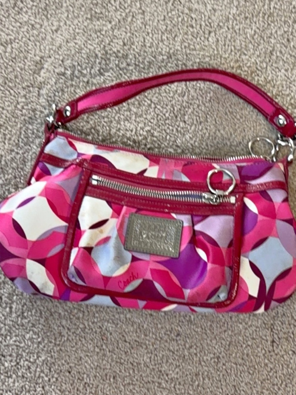 Coach Pink Multi-Color Geometric Mini Shoulder Bag